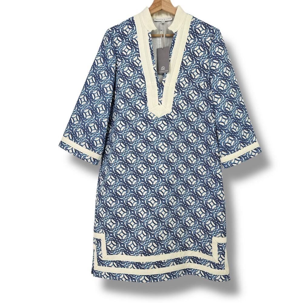 Preston & York Loretta Linen Grecian Getaway Linen Shift Dress Womens Size 12